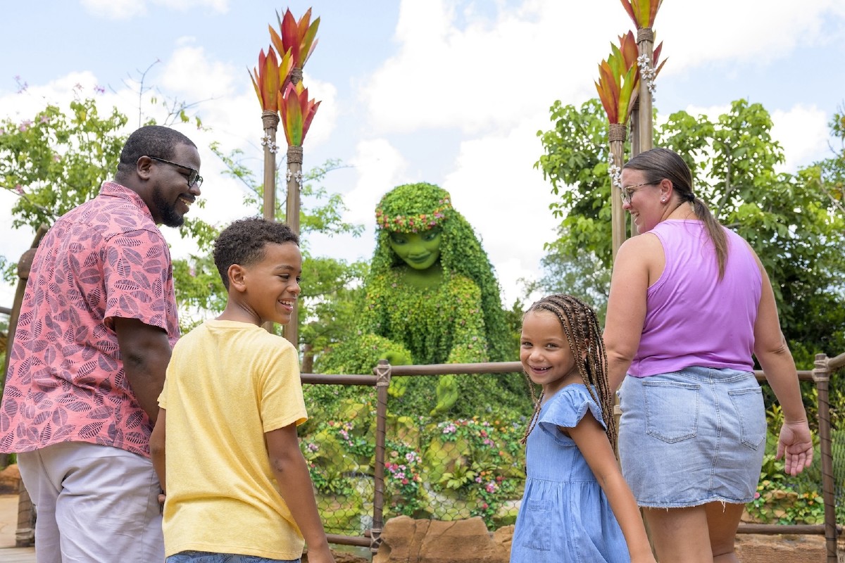 A family along a lush trail that’s fun for all ages—Journey of Water, Inspired by Moana, the Disney animated film.